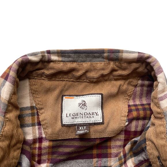 Legendary White Tails Mens Size XL Tall Red Plaid Flannel Western Fall Button Up - Picture 4 of 8